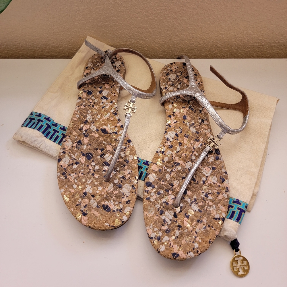 Tory Burch Cork Confetti Sandals size 10